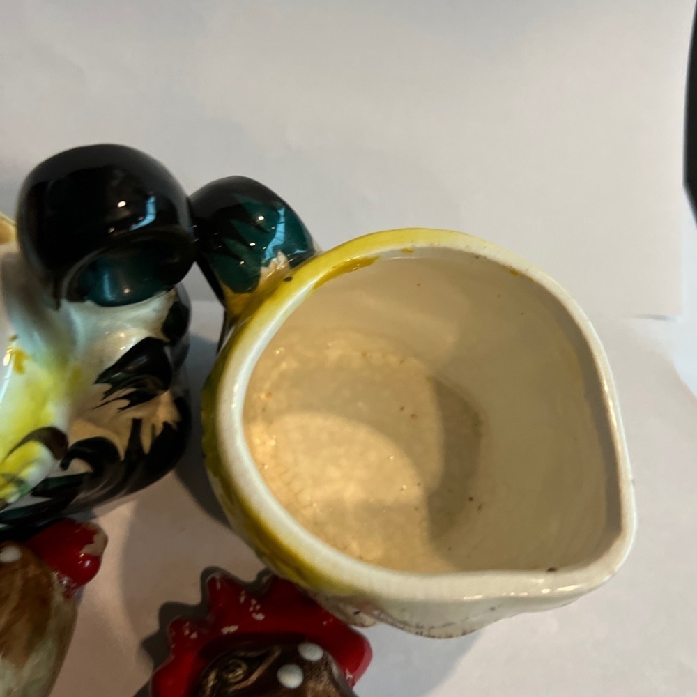 VINTAGE STACKING CHICKEN & ROOSTER SUGAR CREAMER SALT & PEPPER SET ~ JAPAN - Picture 7 of 7